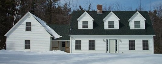 Ahearn Cape style home in winter